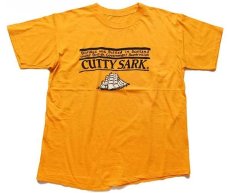 画像2: 80s CUTTY SARK カティサーク ロゴ 染み込みプリント コットンTシャツ 濃黄 (2)