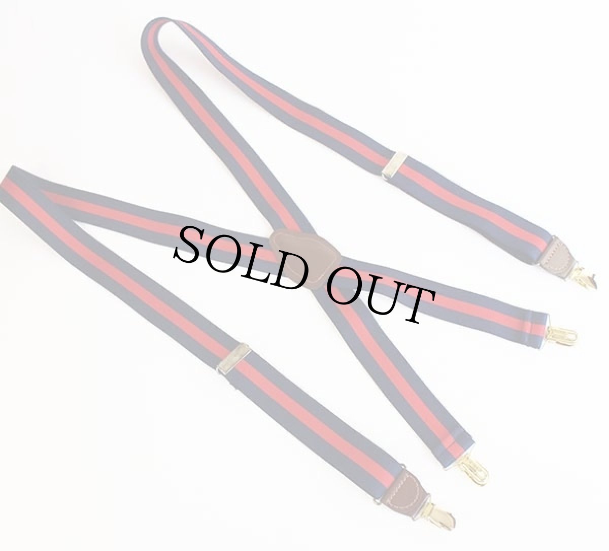 画像2: CAS GERMANY ストライプ クリップ式 サスペンダー 紺×赤★163 (2)