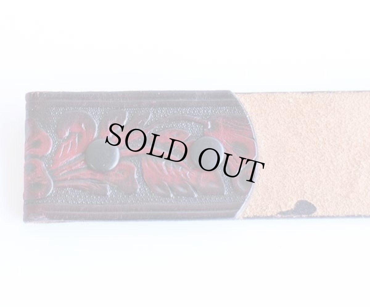 画像4: USA製 LEATHEROCK カービング レザーベルト ワインレッド L★1380 (4)