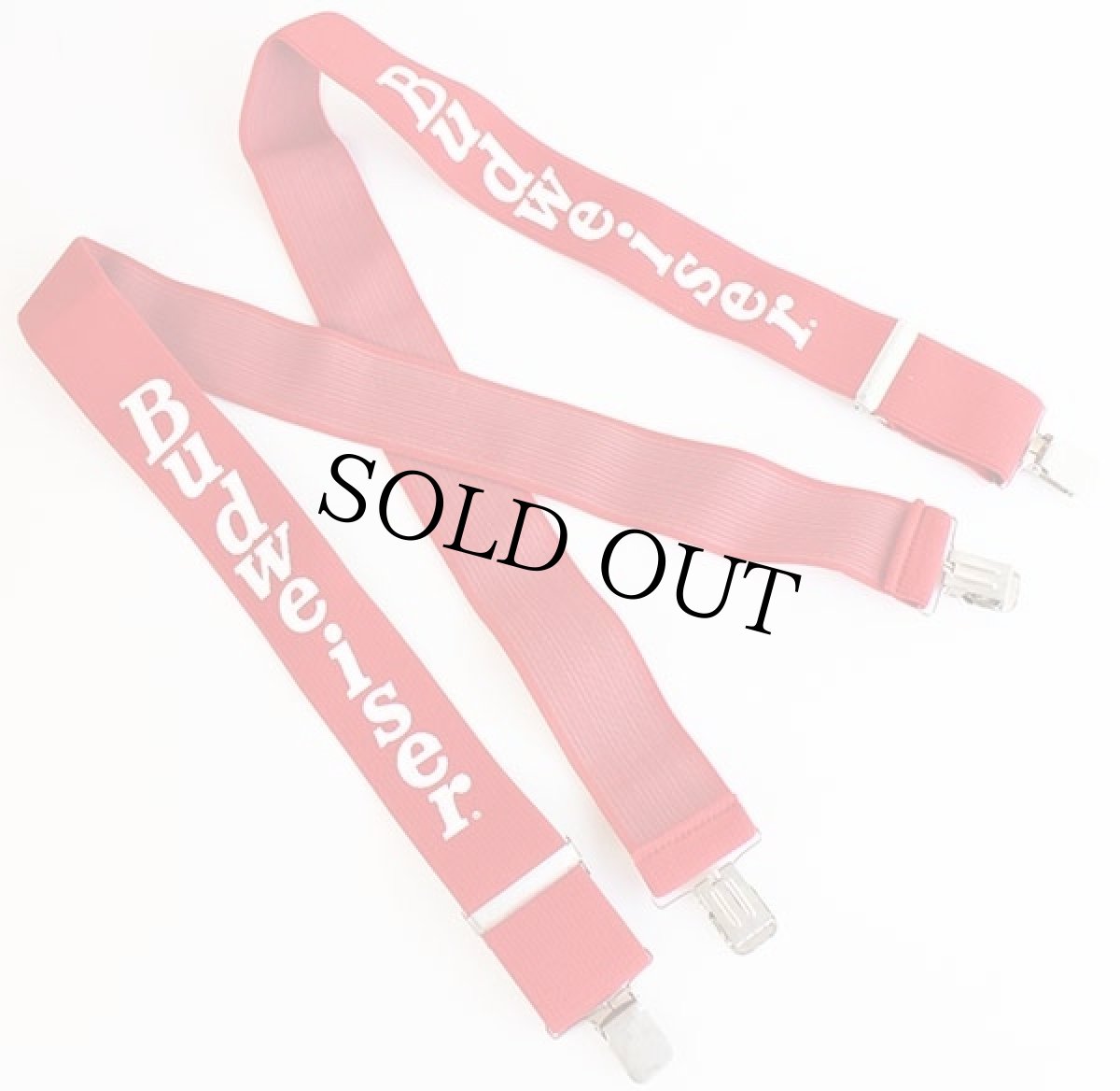 画像2: 80s Budweiserバドワイザー クリップ式 サスペンダー 赤★214 (2)