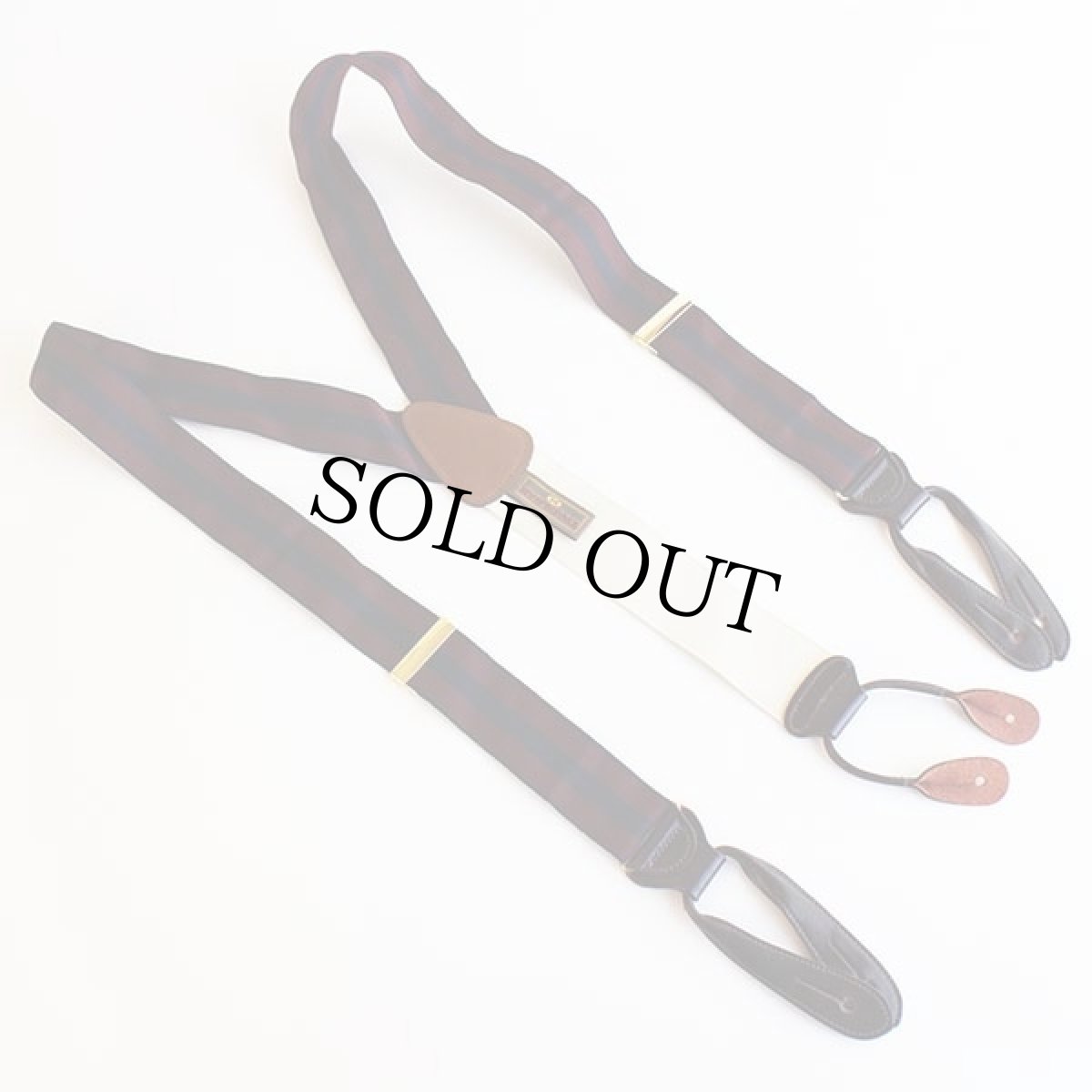 画像2: 英国製 TRAFALGAR ストライプ ボタンタブ式 サスペンダー バーガンディ×ネイビー★182 (2)