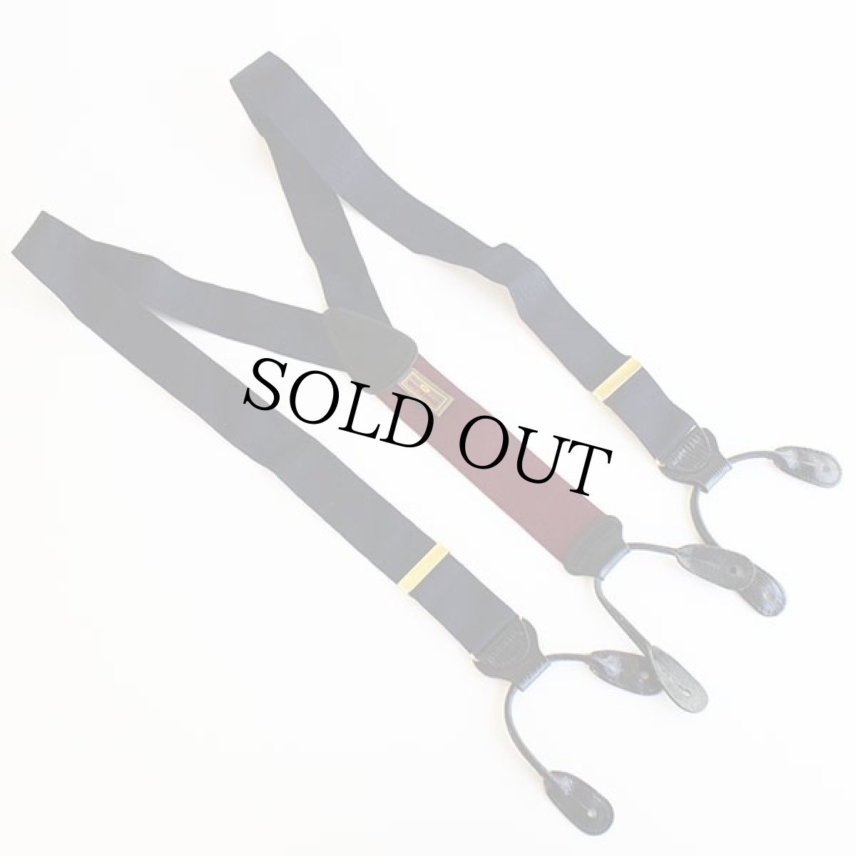 画像2: TRAFALGAR ツートン ボタンタブ式 サスペンダー ネイビー×バーガンディ★183 (2)