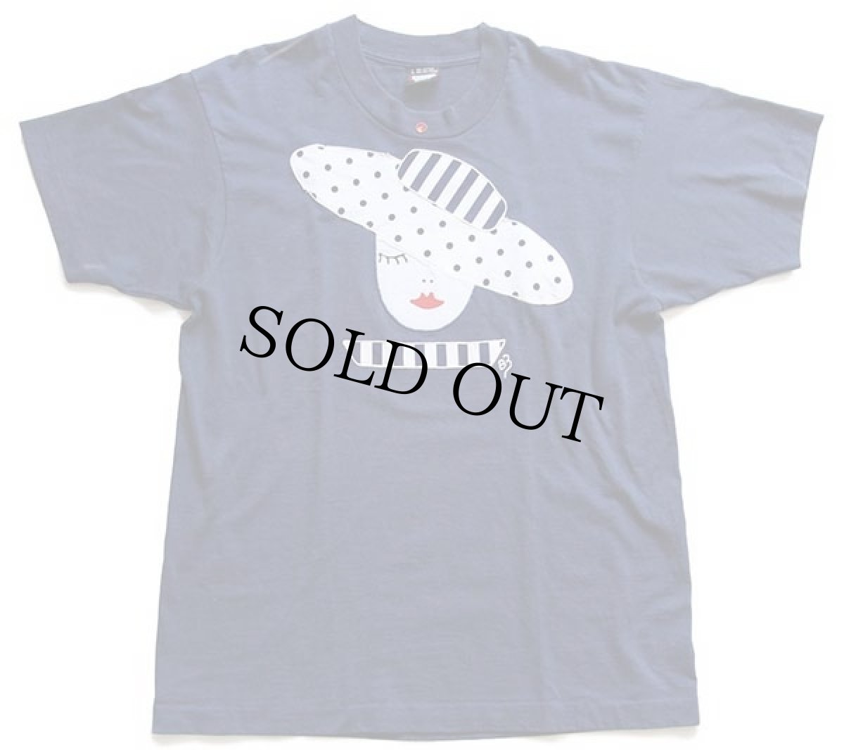 画像2: 90s USA製 女性 アップリケ リメイク Tシャツ 紺 L (2)