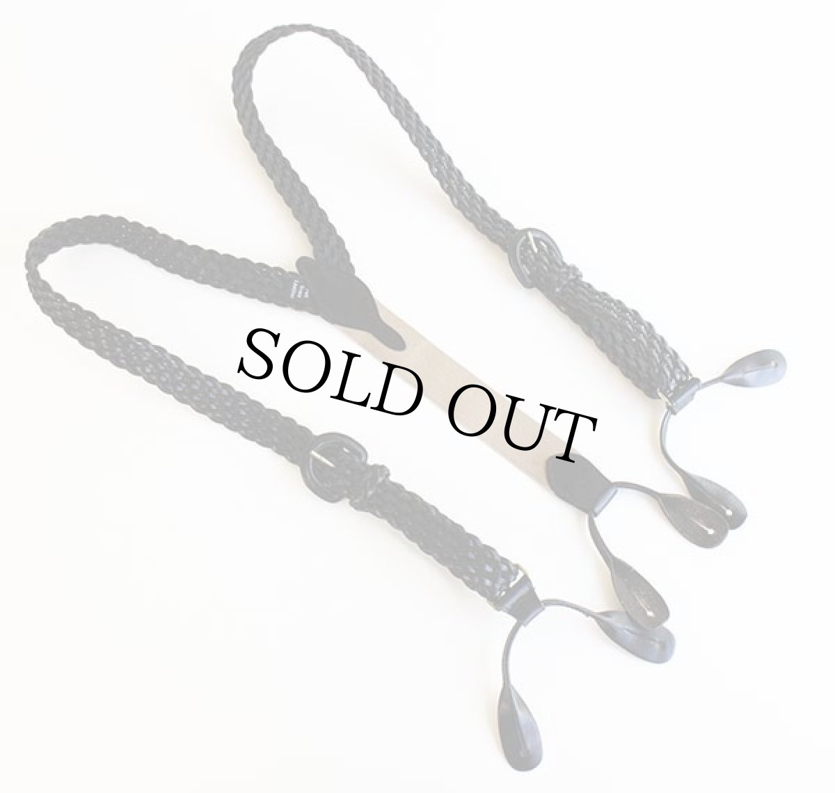 画像2: UNKNOWN 編み込みレザー ボタンタブ式 サスペンダー 黒★206 (2)