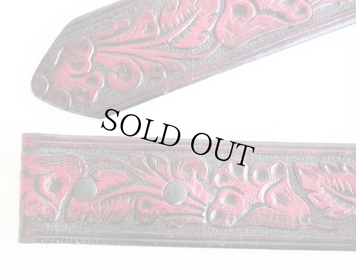 画像2: USA製 LEATHEROCK カービング レザーベルト ワインレッド L★1380 (2)