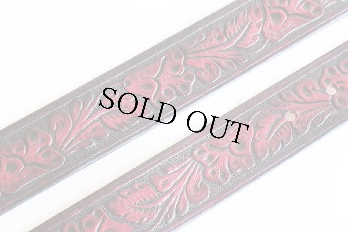 画像5: USA製 LEATHEROCK カービング レザーベルト ワインレッド L★1380 (5)