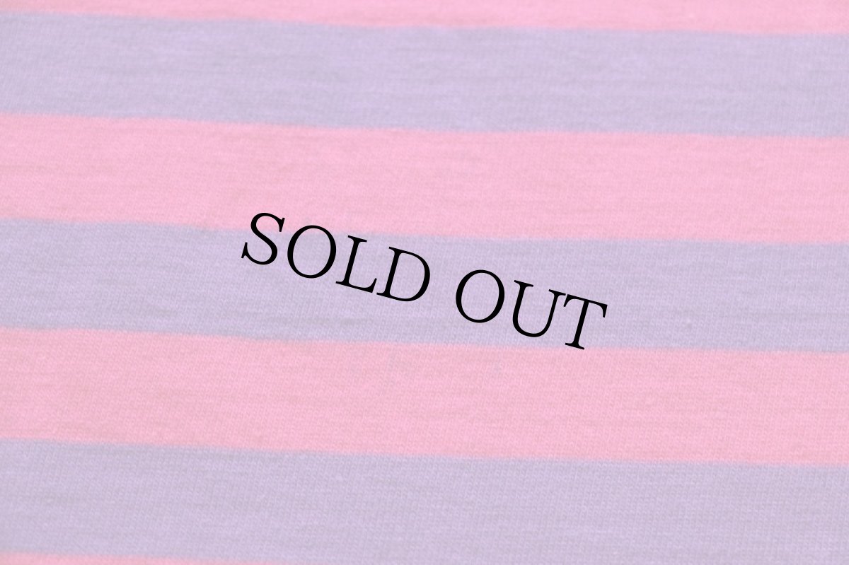 画像5: 90s interim ボーダー コットン ポケットTシャツ ピンク×パープル S (5)