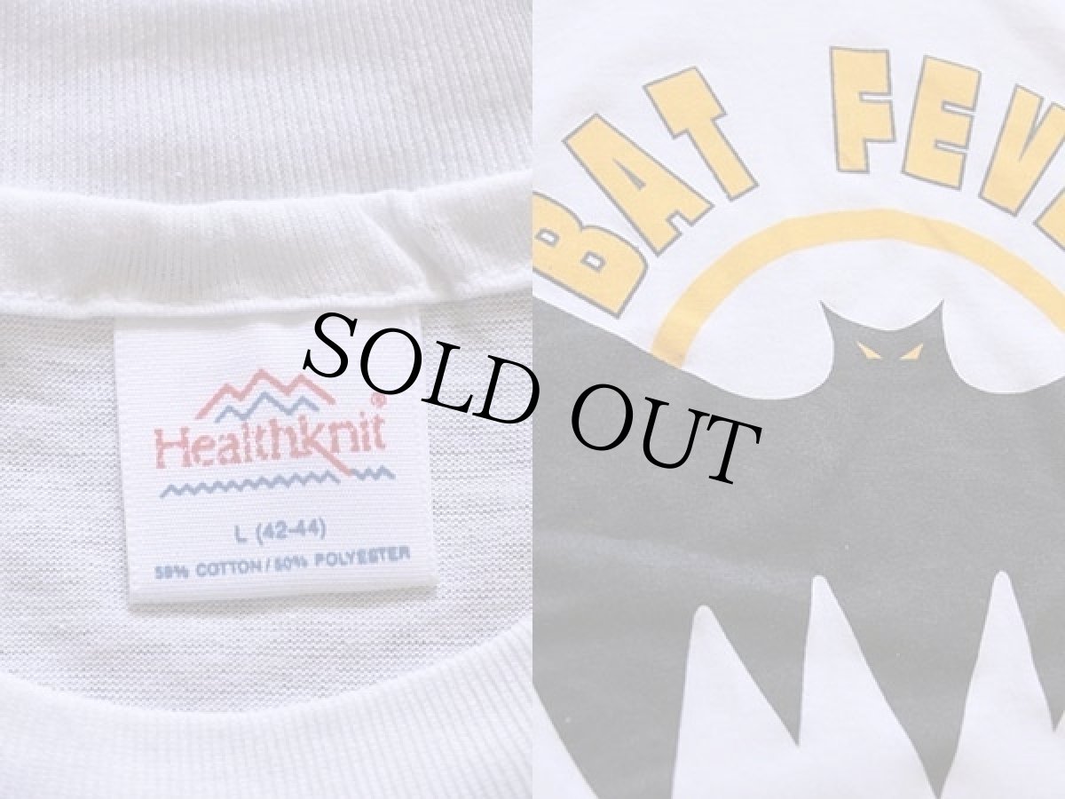 画像3: デッドストック★80s USA製 Healthknit BAT FEVER コウモリ Tシャツ 白 L (3)