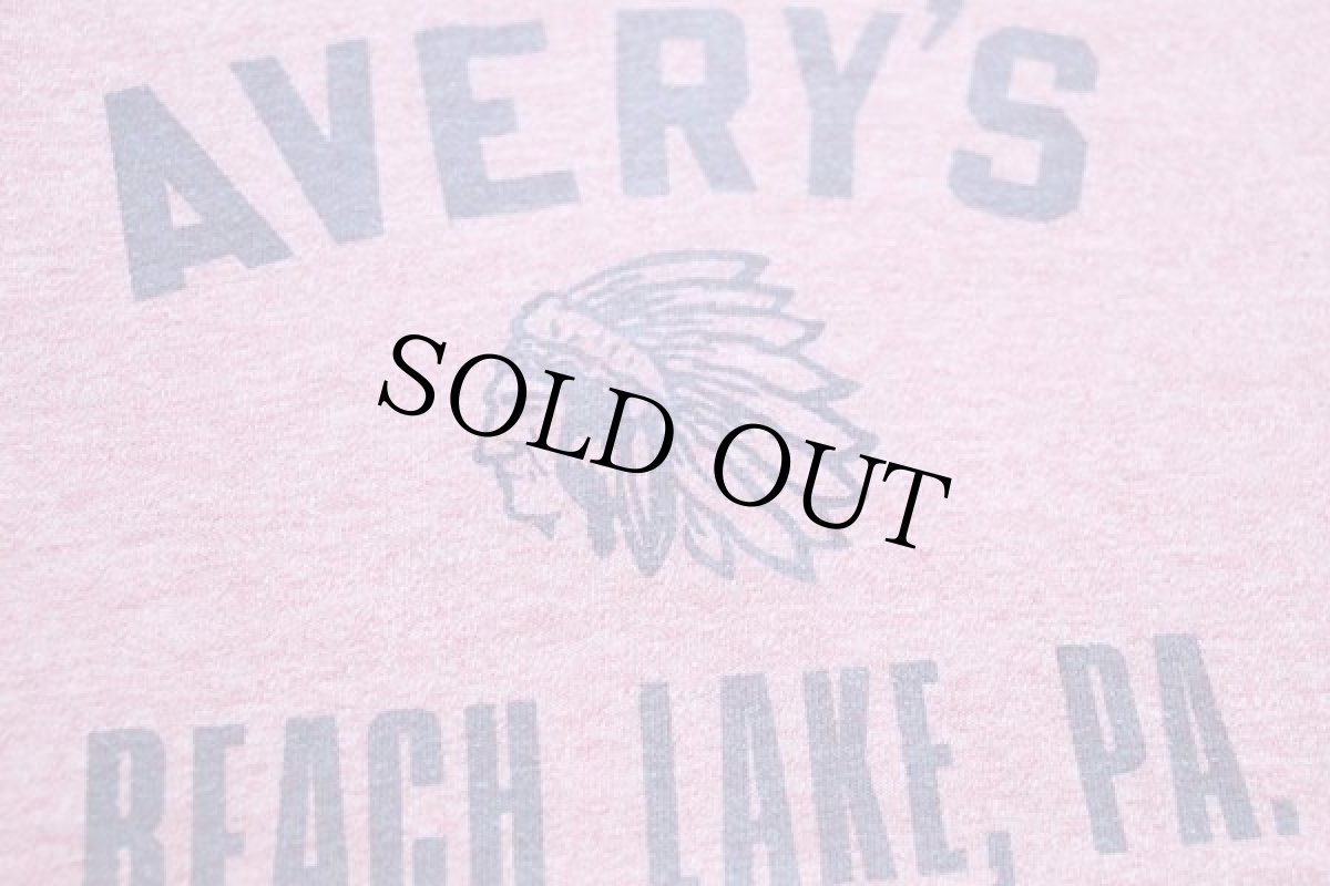 画像3: 80s AVERY'S BEACH LAKE,PA. インディアンヘッド 染み込みプリント リンガーTシャツ 杢レッド (3)