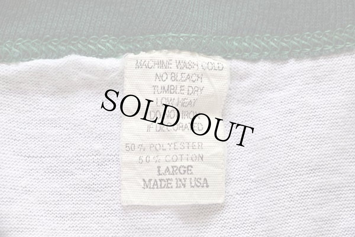 画像4: 70s USA製 I feeL Like a GIANT today グリーンジャイアント 染み込みプリント リンガーTシャツ 白×緑 L (4)