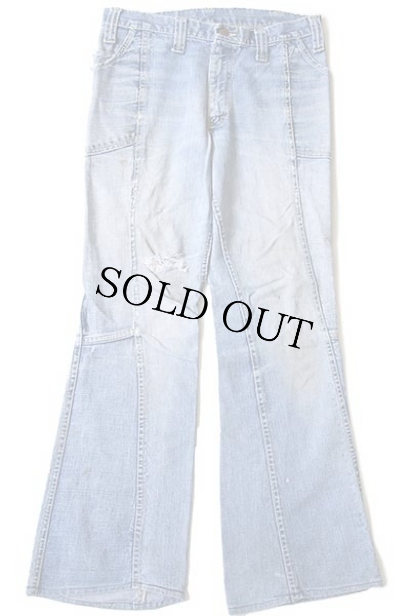 画像2: 70s Leeリー ダメージ フレア デニムパンツ カスタム w32 (2)