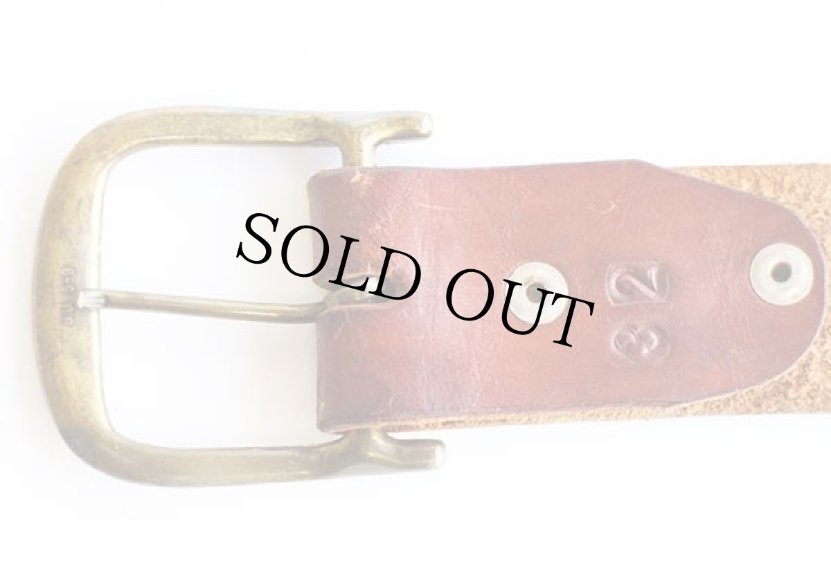 画像3: 70s 花柄 カービング ペイント レザーベルト 茶 32★1400 (3)