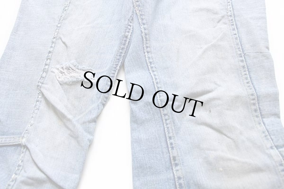 画像7: 70s Leeリー ダメージ フレア デニムパンツ カスタム w32 (7)