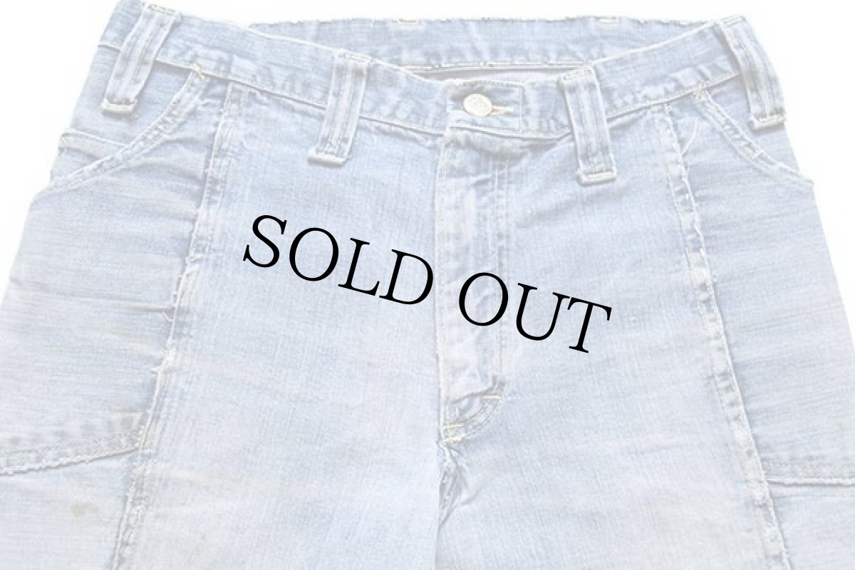 画像4: 70s Leeリー ダメージ フレア デニムパンツ カスタム w32 (4)