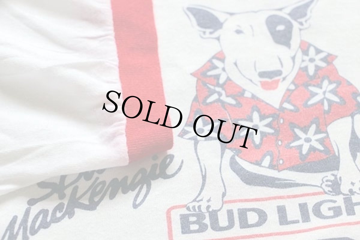画像6: 80s USA製 BUD LIGHTバドライト Spuds MacKenzie 両面プリント リンガーTシャツ XL★Budweiserバドワイザー (6)