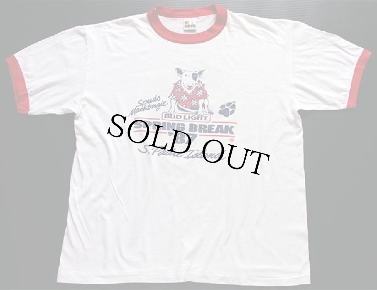 画像2: 80s USA製 BUD LIGHTバドライト Spuds MacKenzie 両面プリント リンガーTシャツ XL★Budweiserバドワイザー (2)
