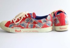 画像2: 80s Budweiserバドワイザー Bud KING OF BEERS 総柄 サイドテープ キャンバス スニーカー 8.5 (2)