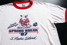 画像1: 80s USA製 BUD LIGHTバドライト Spuds MacKenzie 両面プリント リンガーTシャツ XL★Budweiserバドワイザー (1)