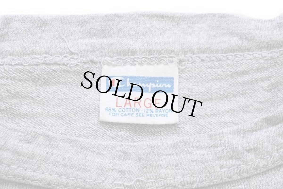 画像4: 70s USA製 Championチャンピオン WISCONSIN 染み込みプリント 88/12 Tシャツ 杢グレー L (4)