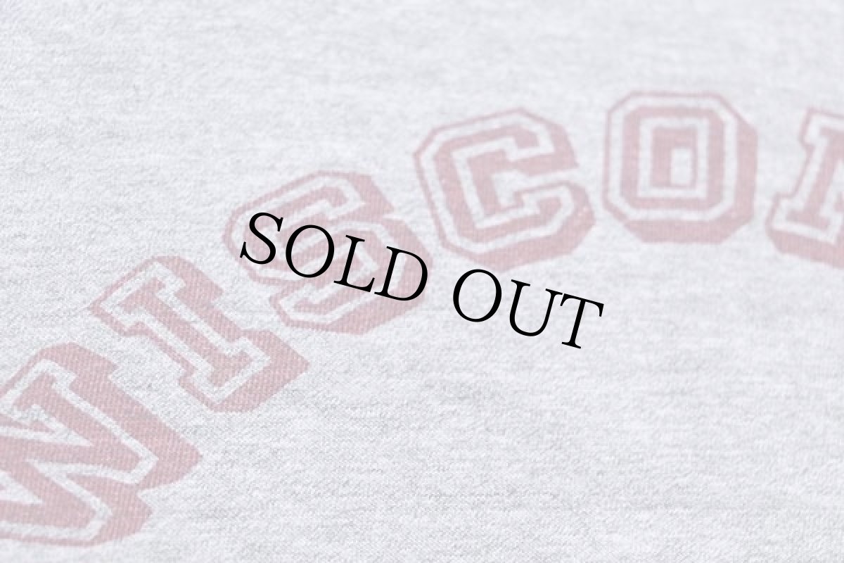 画像5: 70s USA製 Championチャンピオン WISCONSIN 染み込みプリント 88/12 Tシャツ 杢グレー L (5)