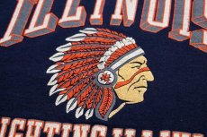 画像3: 90s USA製 ILLINOIS FIGHTING ILLINI インディアンヘッド スウェット 紺 キッズM (3)