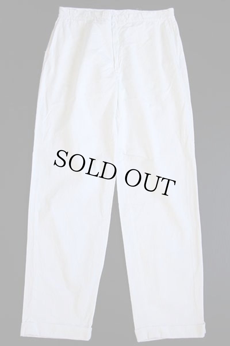 画像2: 60s UNKNOWN コットンツイル ワークパンツ 白 w37 (2)