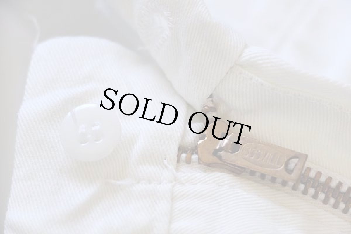 画像5: 60s UNKNOWN コットンツイル ワークパンツ 白 w37 (5)