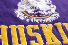 画像4: 90s USA製 RUSSELLラッセル WASHINGTON HUSKIES 発泡プリント 前V スウェット 紫 L (4)