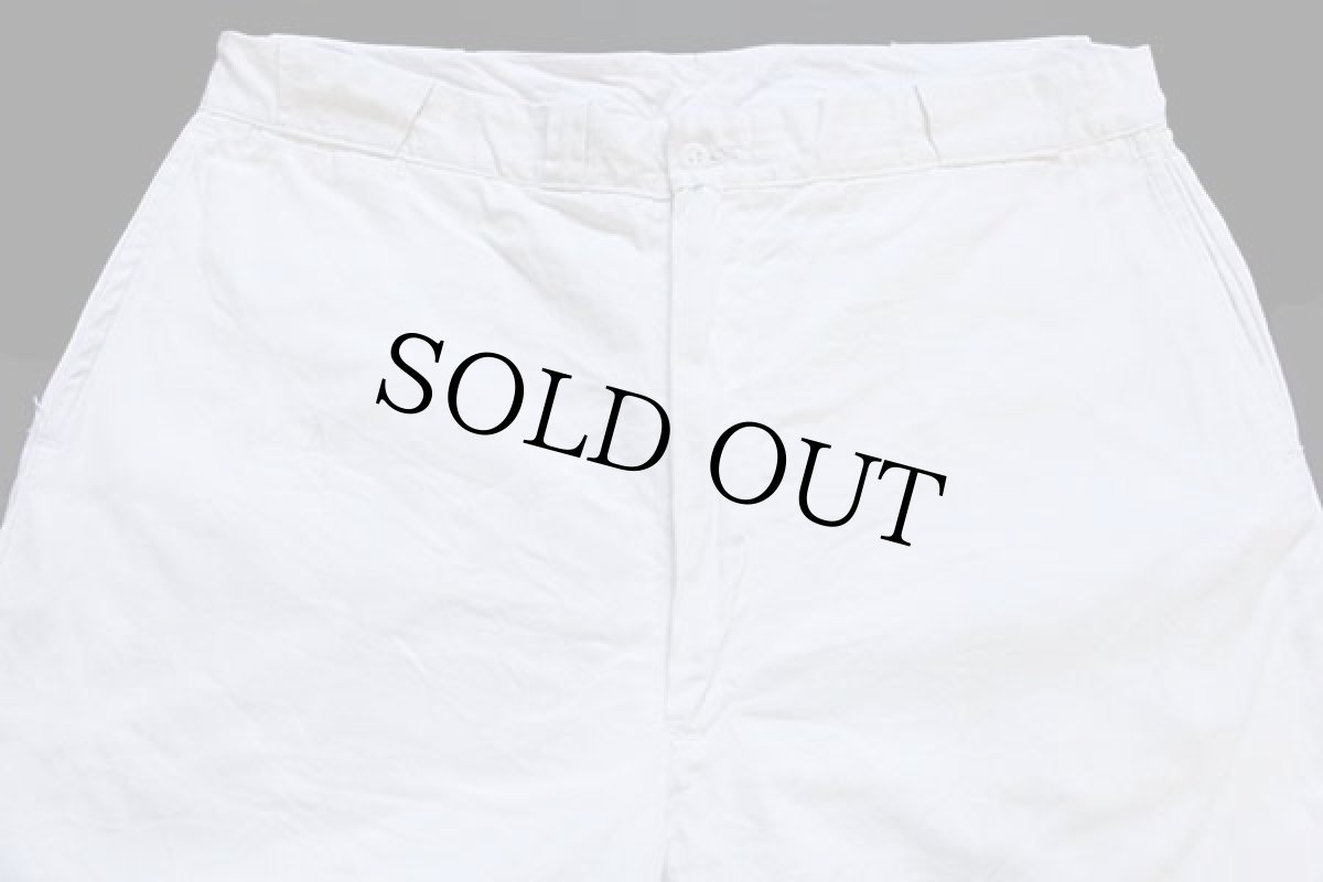 画像4: 60s UNKNOWN コットンツイル ワークパンツ 白 w37 (4)