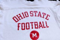 画像3: 80s USA製 Championチャンピオン OHIO STATE FOOTBALL 三段中抜き コットン フットボールTシャツ 生成り M (3)