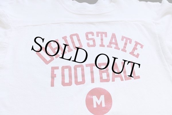 80s USA製 Championチャンピオン OHIO STATE FOOTBALL 三段中抜き