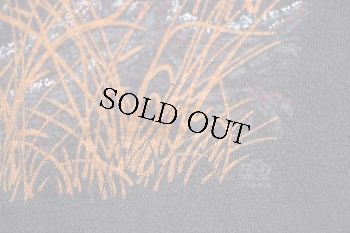 画像4: 90s USA製 TULTEX ウルフ アート スウェット 黒 L (4)