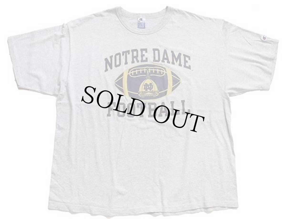 画像2: 90s USA製 Championチャンピオン NOTRE DAME FOOTBALL フットボール Tシャツ 杢グレー XXXL★特大 (2)