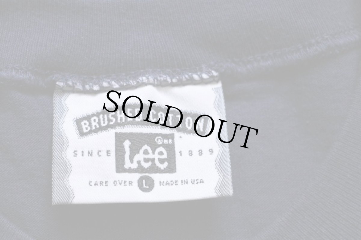 画像4: 90s USA製 Leeリー 無地 コットンTシャツ 紺 L (4)
