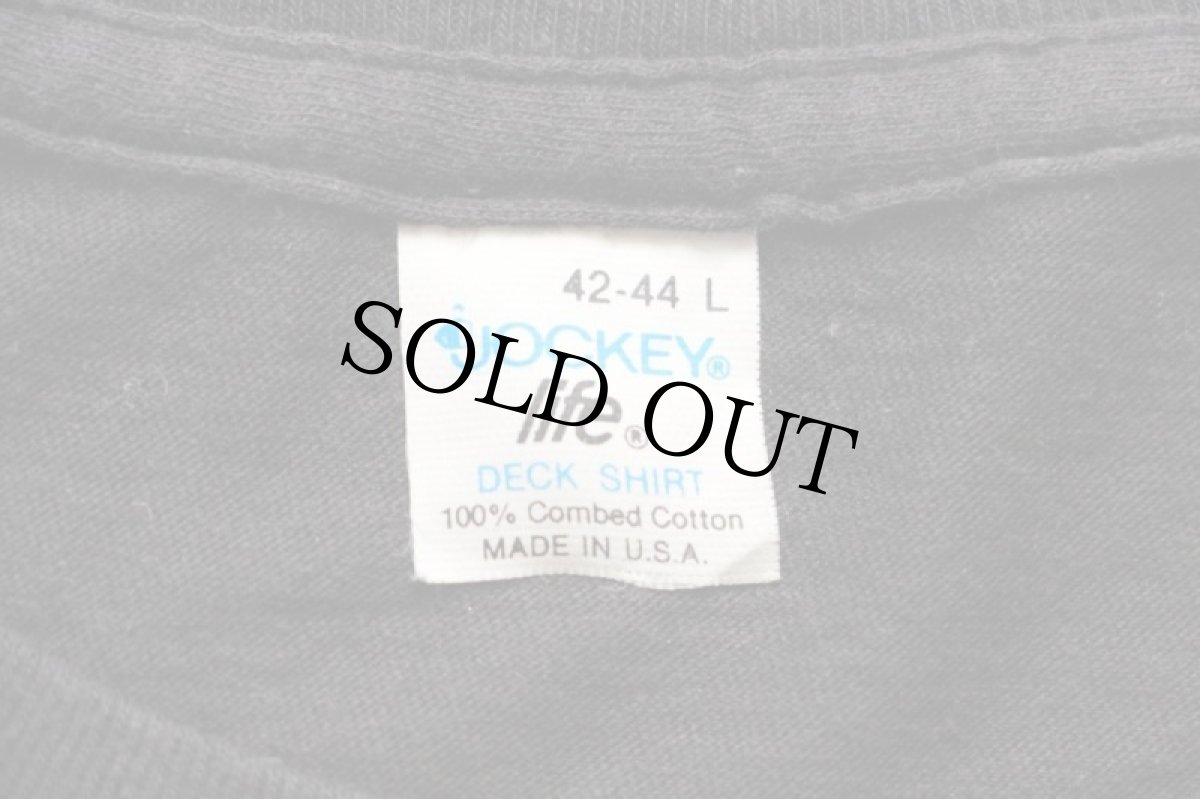 画像4: 80s USA製 JOCKEY 無地 コットン ポケットTシャツ 黒 L (4)