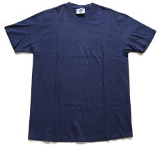 画像2: 90s USA製 Leeリー 無地 コットンTシャツ 紺 L (2)