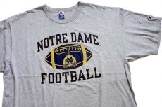 画像1: 90s USA製 Championチャンピオン NOTRE DAME FOOTBALL フットボール Tシャツ 杢グレー XXXL★特大 (1)