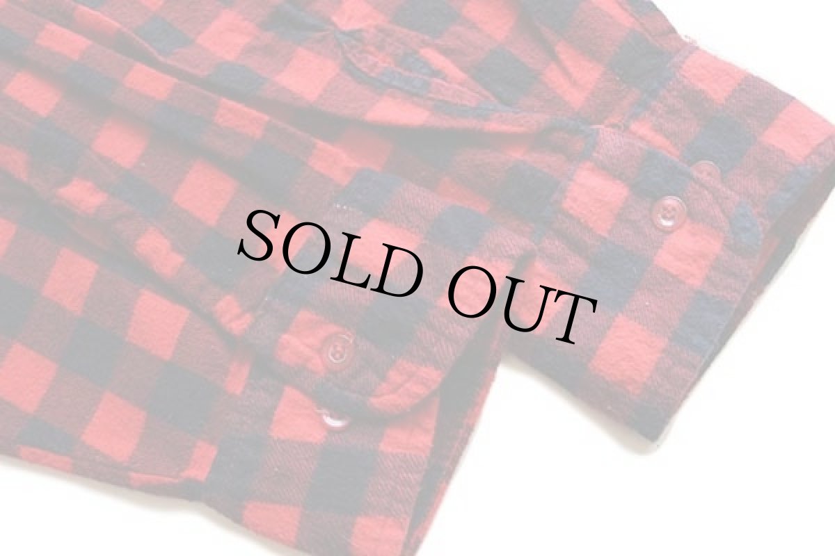 画像6: 90s Dickiesディッキーズ バッファローチェック コットン プリントネルシャツ 赤×濃紺 XL (6)