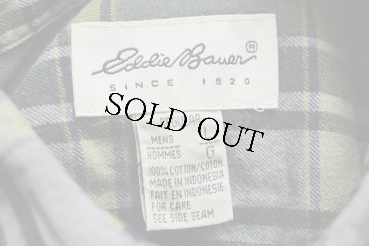 画像4: 90s EddieBauerエディーバウアー タータンチェック ボタンダウン コットンシャツ L (4)