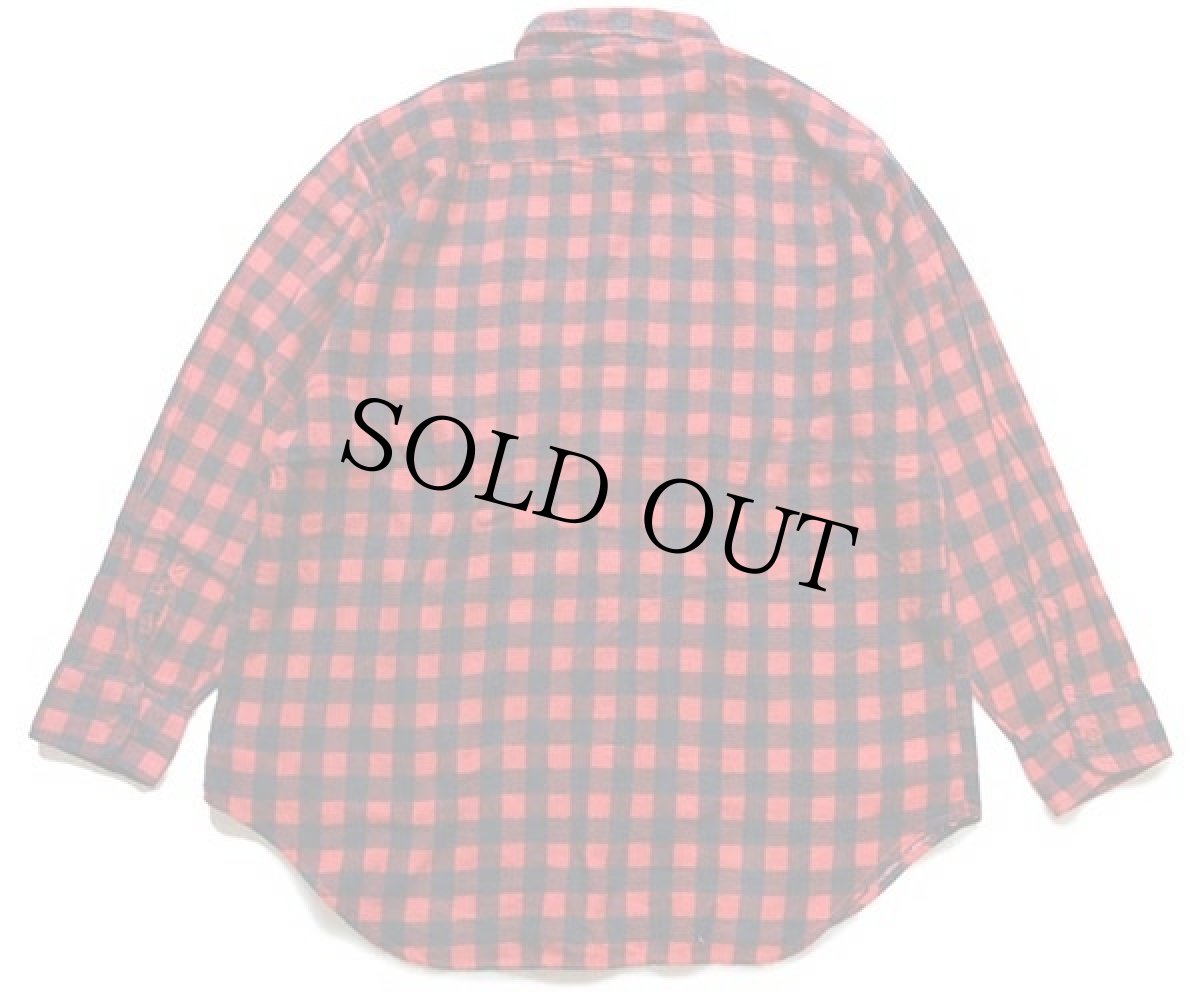 画像2: 90s Dickiesディッキーズ バッファローチェック コットン プリントネルシャツ 赤×濃紺 XL (2)