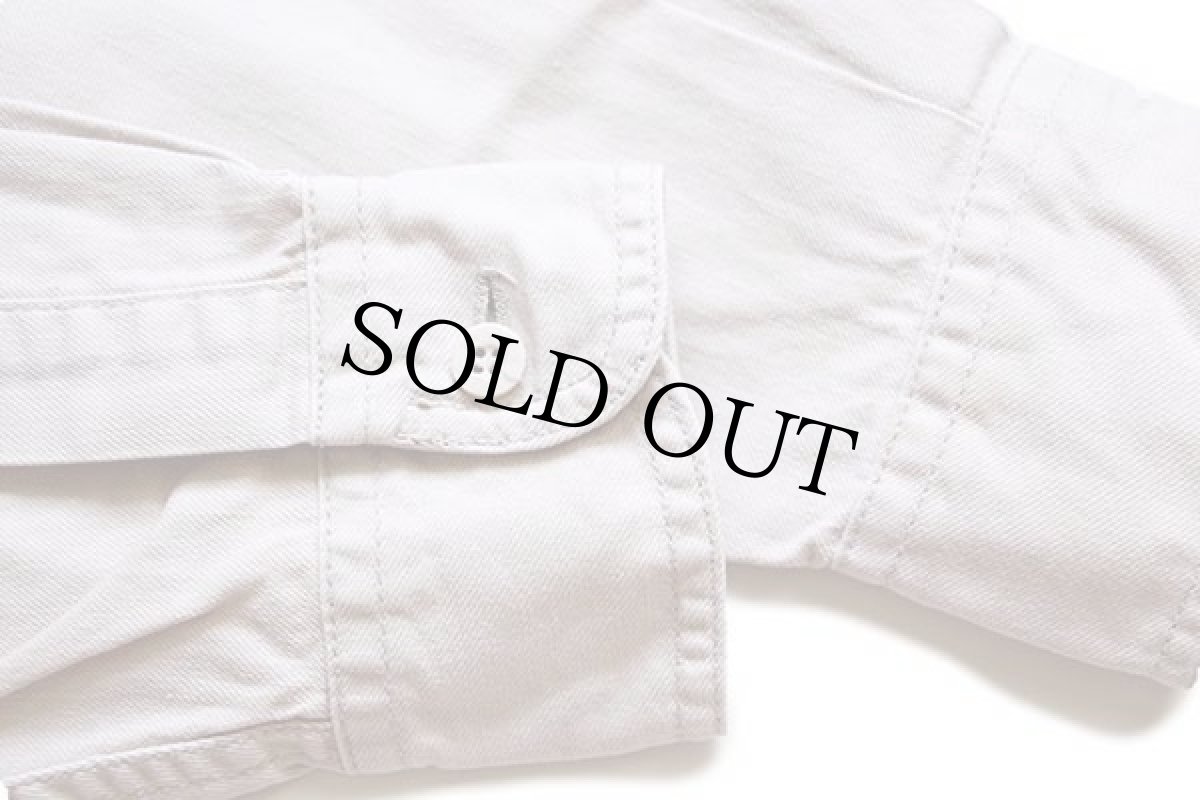 画像7: 90s Levi'sリーバイス ロゴ刺繍 カラーデニムシャツ ベージュ M (7)