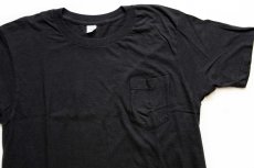 画像1: 80s USA製 JOCKEY 無地 コットン ポケットTシャツ 黒 L (1)