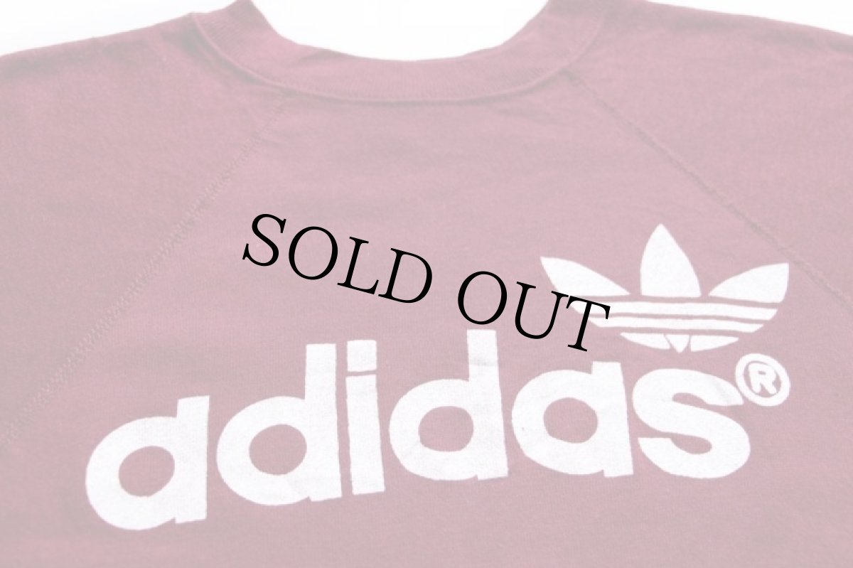 画像3: 80s USA製 adidasアディダス トレフォイル ロゴ スウェット バーガンディ M (3)