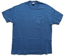 画像2: 90s Hanes 無地 コットン ポケットTシャツ 紺 2XL★特大 (2)