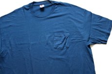 画像1: 90s Hanes 無地 コットン ポケットTシャツ 紺 2XL★特大 (1)