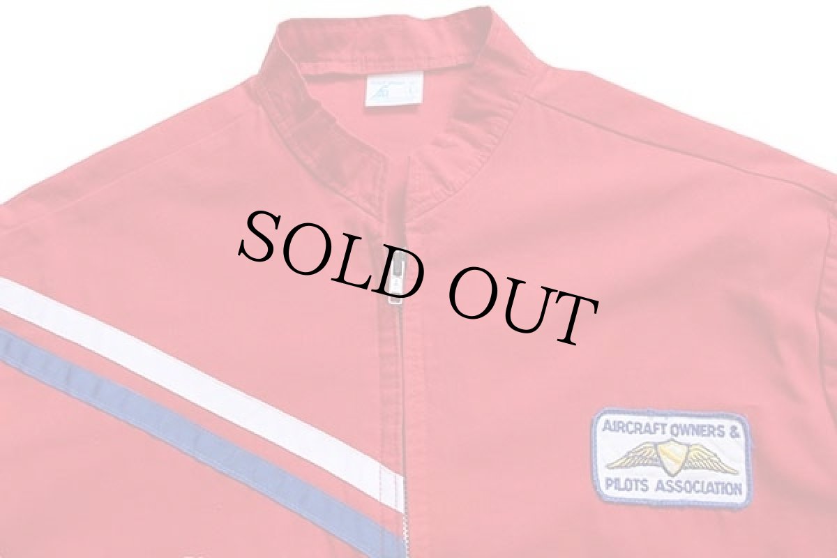 画像3: 70s FLIGHT APPAREL AOPA パッチ付き スタンドカラー ジャケット 赤 L (3)