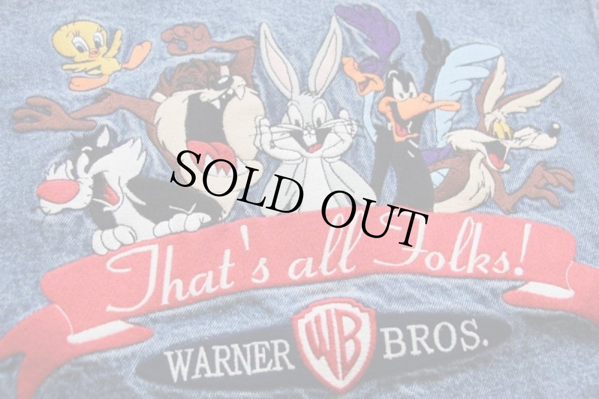 画像3: 90s Warner Bros LOONEY TUNES That's all folks! 刺繍 デニムジャケット XL (3)