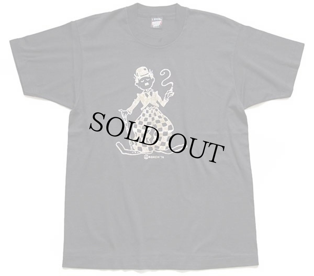 画像2: 90s USA製 ROACHローチ チャップリン ラメ入りアイロンプリント アート Tシャツ 黒 L (2)