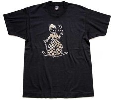 画像2: 90s USA製 ROACHローチ チャップリン ラメ入りアイロンプリント アート Tシャツ 黒 L (2)