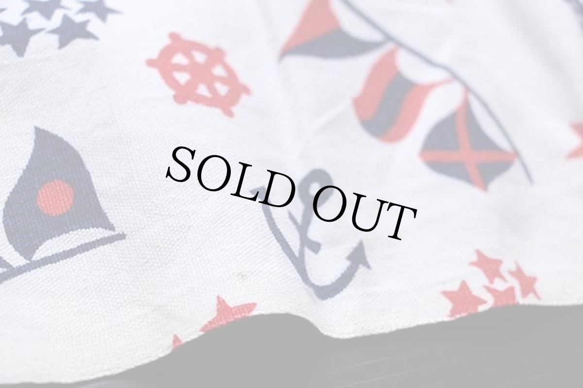 画像6: ビンテージ アンカーマーク×ヨット×スター×フラッグ 総柄 染み込みプリント キャンバス エプロン (6)